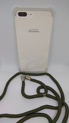 Θήκη Σιλικόνης TPU με Σκούρο Πράσινο Neck Cord για Iphone 7 Plus / 8 Plus - Διάφανη (ΟΕΜ)