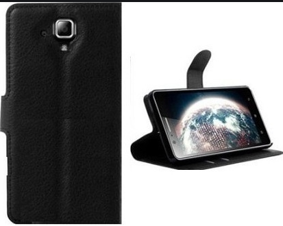 Lenovo A536 - Δερμάτινη Θήκη πορτοφόλι με πίσω καλυμμα σιλικονης Μαύρο (OEM)