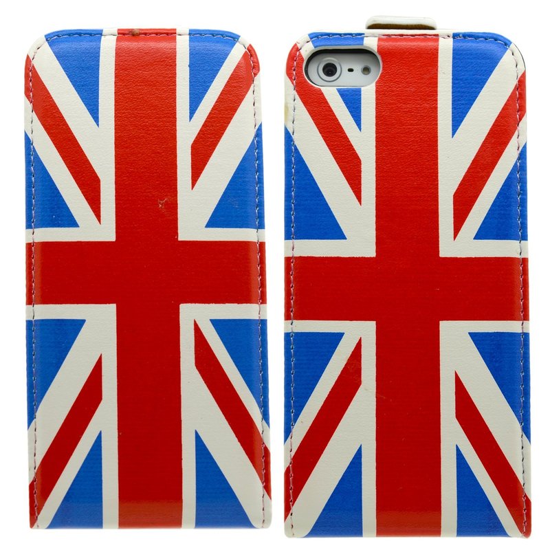 Δερμάτινη Θήκη Πορτοφόλι Flip για iPhone 5 / 5S - Αγγλική Σημαία