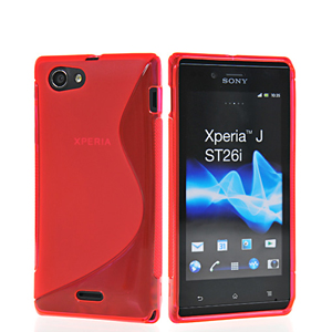 Sony Xperia J St26i Θήκη Σιλικόνης TPU Γραμμής S Κόκκινη