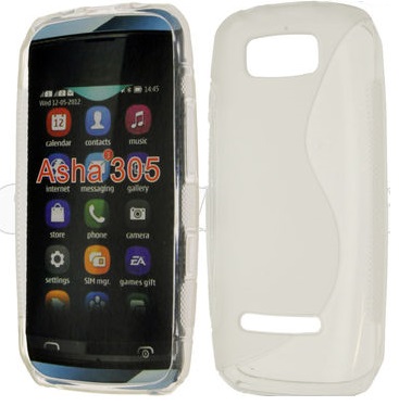 Nokia Asha 305 / 306 Θήκη Σιλικόνης Gel TPU S-line - Διάφανο OEM