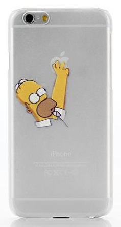 Apple iPhone 6/6S 4.7 - Θήκη Πλαστικό Πίσω Κάλυμμα Διαφανής Λευκή Με Λόγκο Simpson Touch The Apple Logo (ΟΕΜ)