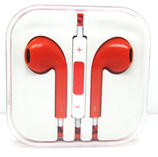 Κόκκινο - Ακουστικά με Μικρόφωνο Handsfree Earpods και Ρυθμιστή Έντασης για iphone Blackberry και Android Κινητά (OEM)