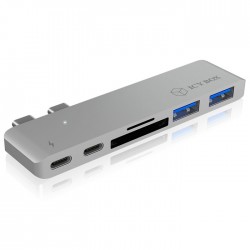 ICY BOX Σταθμός Σύνδεσης 6 θυρών με Πολλαπλές Λειτουργίες, για Laptop New MacBook Pro, με Σύνδεση σε Dual Thunderbold 3 Type-C (IB-DK4036-2C)