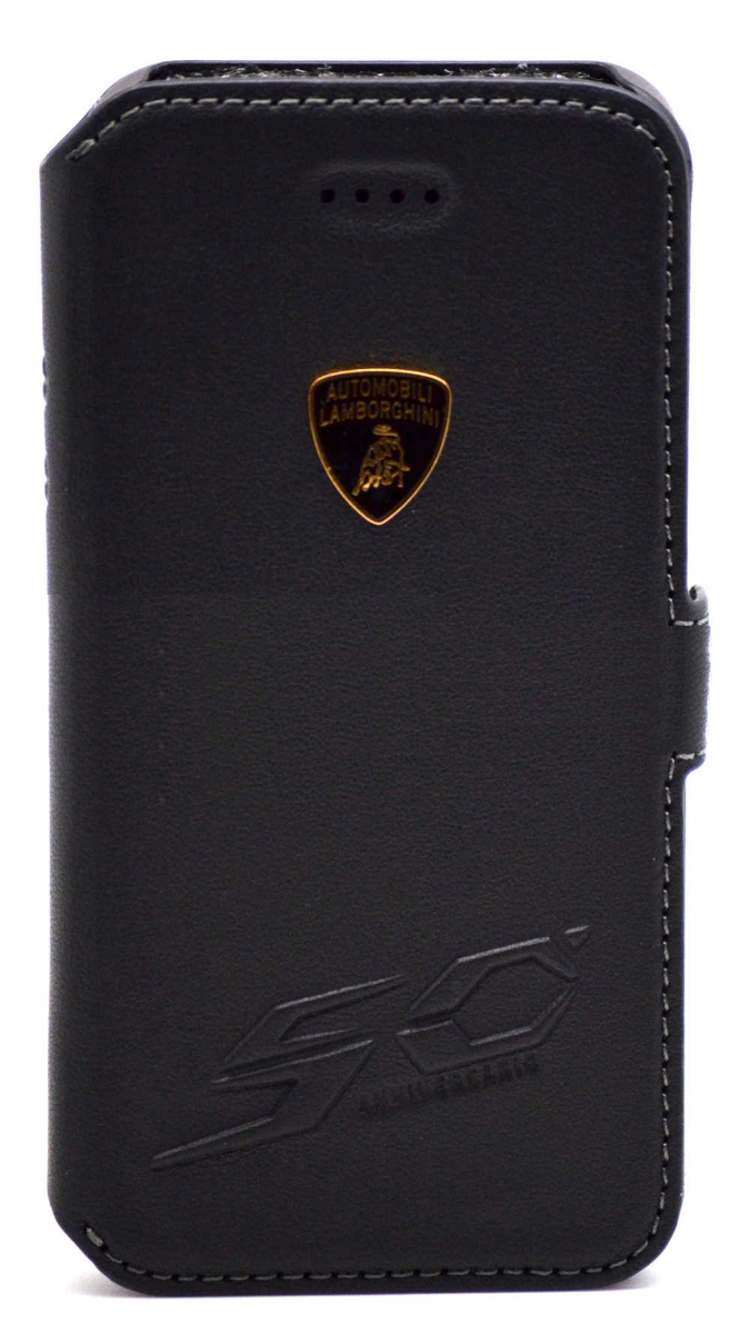 Δερμάτινη Θήκη Book Lamborghini για Apple iPhone 5/5S Ultra Slim 50th Anniversary Μαύρη LCBLIP5SB