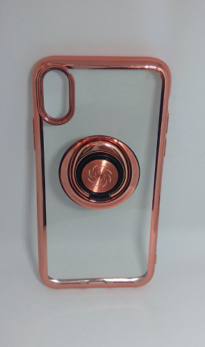 Θήκη ΤΡU με γυροσκόπιο δακτύλου τύπου finger spinner 2 σε 1 και ring για Iphone X - Rose Gold (OEM)