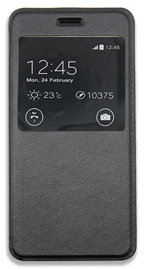 Xiaomi Mi 5 - Δερμάτινη θήκη πορτοφόλι με παράθυρο Και Πίσω Πλαστικό Κάλυμμα Μαύρο (ΟΕΜ)
