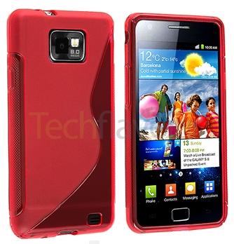 Clear Red TPU Rubber Case Skin Cover For Samsung Galaxy s II i9100 / Plus i9105 (ΟΕΜ)