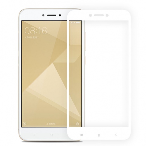 Προστατευτικό Οθόνης Πλήρης Κάλυψης Tempered Glass για Xiaomi Redmi 4X Λευκό (OEM)