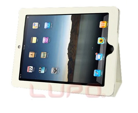 Άσπρη δερμάτινη (συνθετική) θήκη stand για iPad II / new iPad/ iPad 4 (OEM)