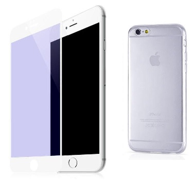 Σετ Θήκη Ultra Thin TPU Gel Με Προστατευτικό Οθόνης Tempered Glass 3D 9h WTP002 Λευκό για Apple iPhone 6 / 6S 4.7 Διαφανής (WK)
