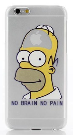 Apple iPhone 6/6S 4.7 - Θήκη Πλαστικό Πίσω Κάλυμμα Διαφανής Λευκή Με Λόγκο Simpson Apple Logo in The Brain (ΟΕΜ)