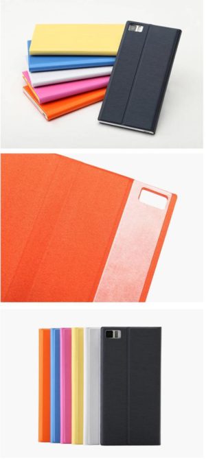 Xiaomi Mi3 - Δερμάτινη θήκη flip cover Πορτοκαλί