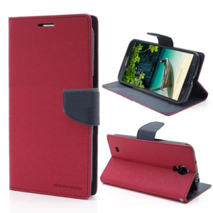 Samsung I9500 Galaxy S4 Leather Stand Wallet Case Magenta SGS4LSWCM OEM
