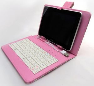 Leather Case with Keyboard for Tablet 9 Pink