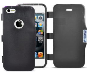 iPhone 4G / 4S - GEL Θήκη Σιλικόνης Πορτοφόλι Με Μπροστινό Κάλυμμα Μαύρο (OEM)