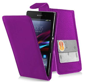 Sony Xperia Z1 Leather Flip Case Purple OEM