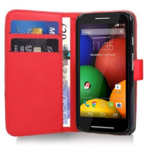 Motorola Moto E Dual SIM XT1022 - Δερμάτινη Θήκη Πορτοφόλι Κόκκινο (ΟΕΜ)