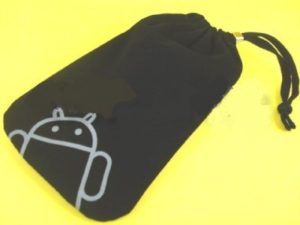 Android Suede Pouch Case Cover for Big Android Mobile Phone black