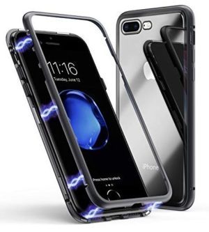 Magnetic Metalic Frame and Hard Glass Back Cover Color Black for iPhone 6G/6S (OEM)