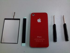 iPhone 4 Back Glass with glowing Apple Logo, Red