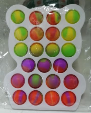 Pop It Παιχνίδι ΑντιΣτρες - Bubble Pop It ουρανιο τοξο χρωματισμός Πλαισιο Αρκουδακι (oem)(bulk)