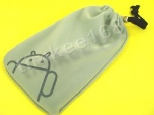 Γκρι Θήκη - Suede Pouch - για μεγάλα κινητά Android με κορδονάκι