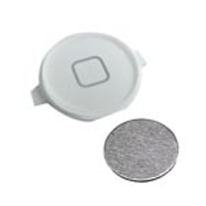 iPhone 4 home button white with metal spacer (White)