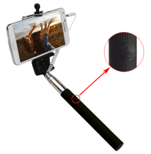 Βραχίονας-Βάση iPhone Κινητών για Selfies με κουμπί και καλώδιο ήχου Μαύρο