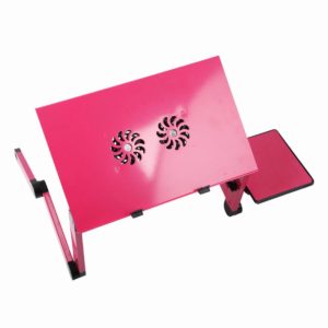 Πτυσσόμενο Τραπεζάκι T6 Laptop Ergonomic Laptop Desk με Ανθεκτικό Μεταλλικό Σκελετό & 2 Ανεμιστήρες Ροζ (OEM)