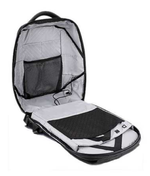 Τσάντα πλάτης B00193-BK, laptop, USB, αδιάβροχη, μαύρη