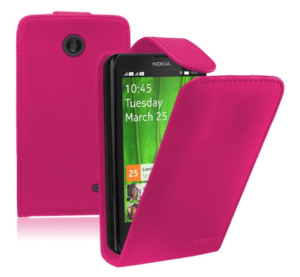 Nokia X / X Plus - Δερμάτινη Θήκη Flip Ρόζ (OEM)