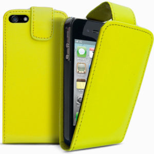 Δερμάτινη Θήκη Flip για iPhone 4 / 4S - Κίτρινο