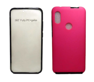 Θήκη Σιλικόνης Full Cover Για Xiaomi Redmi 7 Ροζ με περιμετρικά μαύρο (ΟΕΜ)