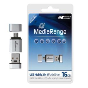MediaRange Micro USB και USB Flash Drive 16GB για Smartphones, Tablets και PC 06057