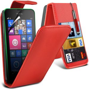 Nokia Lumia 530 - Δερμάτινη Θήκη Flip Κόκκινο (OEM)