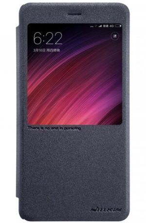 Δερμάτινη Θήκη Με Παραθυράκι Και Πίσω Πλαστικό Κάλυμμα για Xiaomi Redmi Note 4/4x Γκρι (Nlikin)