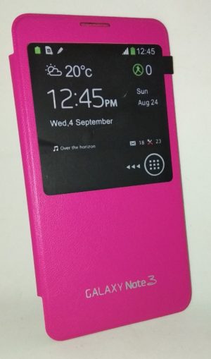 Samsung Galaxy Note 3 N9005 - Θήκη με Παραθυράκι και Πίσω Πλαστικό Κάλυμμα - Ροζ (OEM)
