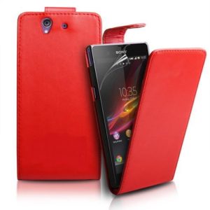 Sony Xperia Z Δερμάτινη Θήκη Flip - Κόκκινη