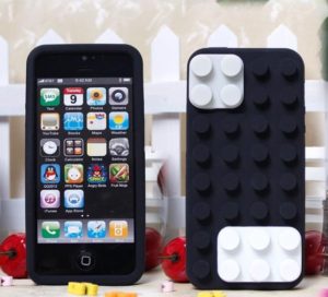 iPhone 5 Θήκη Σιλικόνης Lego Brick - Μαύρο