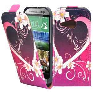 Δερμάτινη Θήκη Flip για HTC One Mini 2 Καρδούλες με Λουλούδια (OEM)