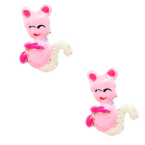 Σκουλαρίκια παιδικά ροζ γατάκια ασημένια