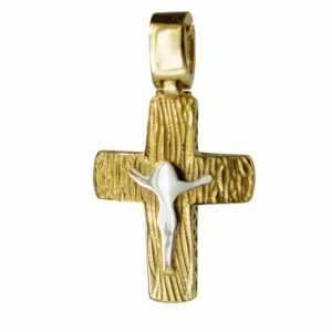 Ανάγλυφος μικρός ανδρικός σταυρός χρυσός 14Κ