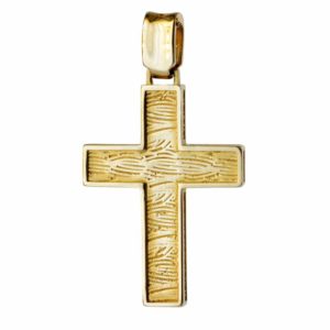 Ανάγλυφος ανδρικός βαπτιστικός σταυρός χρυσός 14Κ