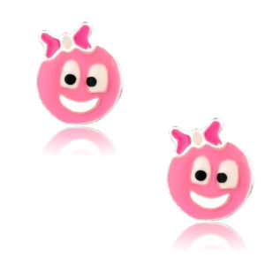 Ροζ σκουλαρίκια παιδικά ασημένια
