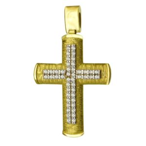 Ανάγλυφος γυναικείος βαπτιστικός σταυρός χρυσός 14Κ