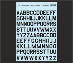 Print Scale 48005 1/48 BLACK modern stencil letters and numbers