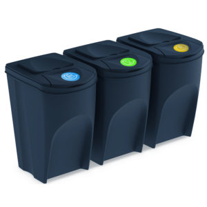 Prosperplast Πλαστικός Κάδος Ανακύκλωσης Sortibox Set 3x35lt Μαύρος + Δώρο Γάντια Εργασίας (Έως 6 Άτοκες ή 60 Δόσεις)