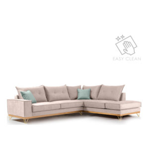 Γωνιακός καναπές αριστερή γωνία Luxury II pakoworld ύφασμα elephant-ciel + Δώρο Γάντια Εργασίας(Εως 6 Άτοκες ή 60 Δόσεις)