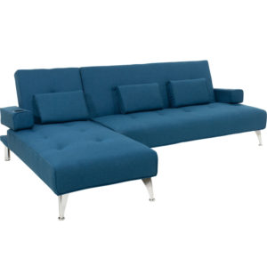 Γωνιακός καναπές κρεβάτι Luxury pakoworld σε μπλε ύφασμα + Δώρο Γάντια Εργασίας(Εως 6 Άτοκες ή 60 Δόσεις)